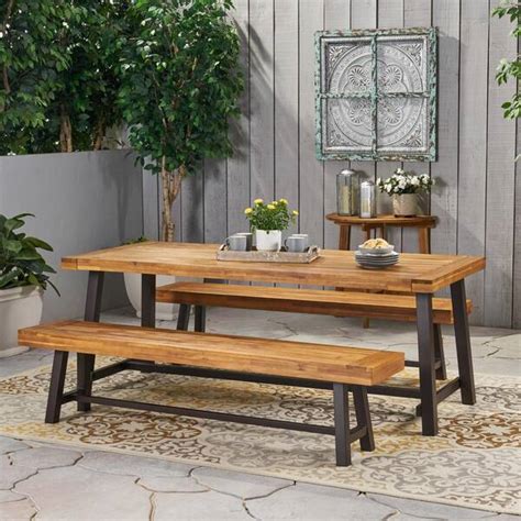 noble house diego rustic metal 3 piece outdoor dining set|noble house patio dining sets.